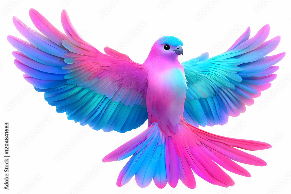 Fototapeta premium Vibrant Colorful Bird with Spreading Wings in Bright Hues