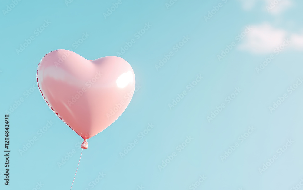 Fototapeta premium heart shaped balloon floats against clear blue sky, evoking joy and love