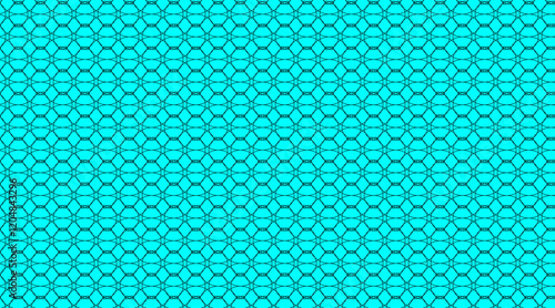 Floral shape pattern background | Seamless pattern background with geometric vector shape | Hexagonal shape pattern design with black, cyan colour 