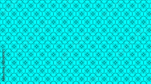 Floral shape pattern background | Seamless pattern background with geometric vector shape | Hexagonal shape pattern design with pacific cyan colour 