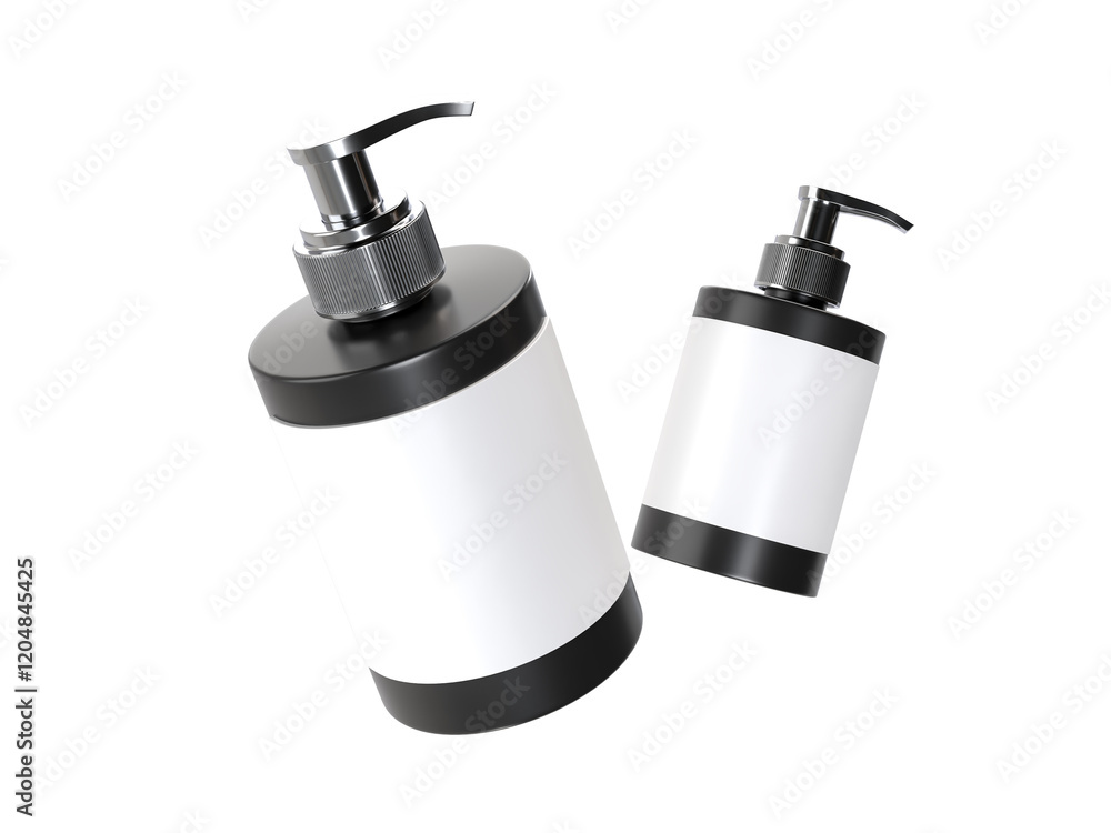 Plastic or Glass with dispenser pump bottle and label mockup container packaging isolated on background. 3D template for liquid soap, gel, lotion, cream, shampoo, bath foam, healthcare or medicine Plastic or Glass with dispenser pump bottle and label mockup container packaging isolated on background. 3D template for liquid soap, gel, lotion, cream, shampoo, bath foam, healthcare or medicine