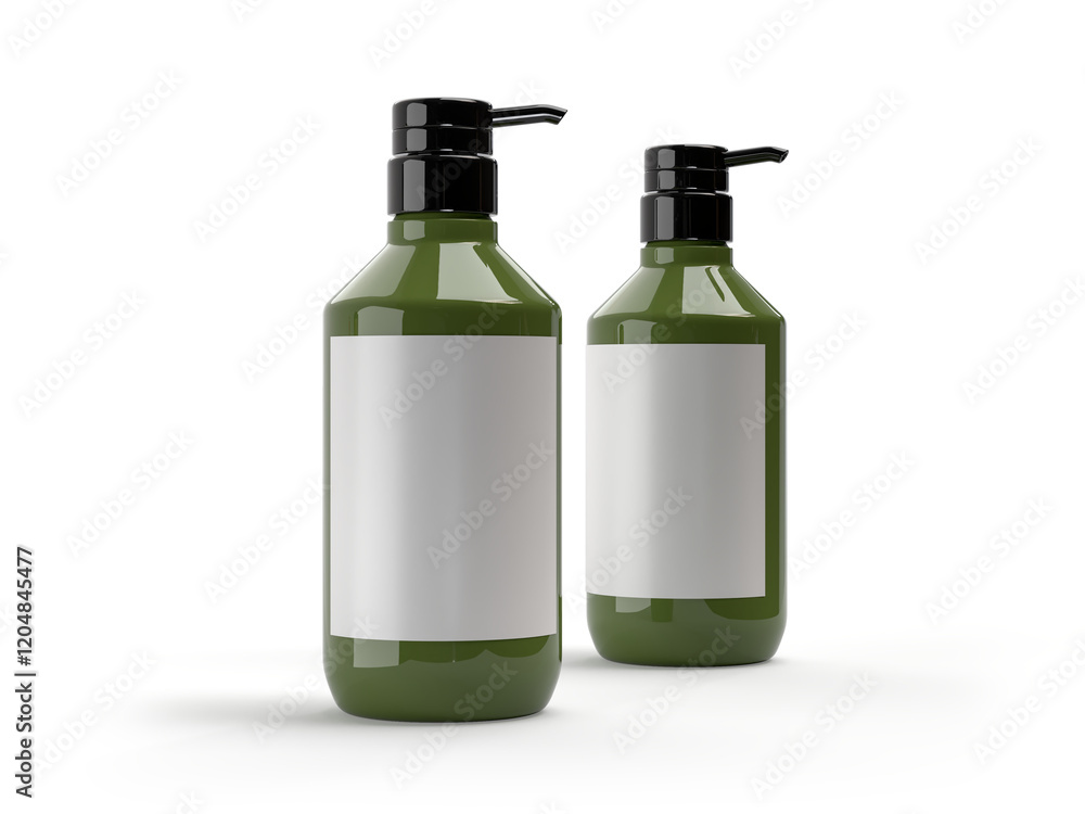 Plastic or Glass with dispenser pump bottle and label mockup container packaging isolated on background. 3D template for liquid soap, gel, lotion, cream, shampoo, bath foam, healthcare or medicine Plastic or Glass with dispenser pump bottle and label mockup container packaging isolated on background. 3D template for liquid soap, gel, lotion, cream, shampoo, bath foam, healthcare or medicine