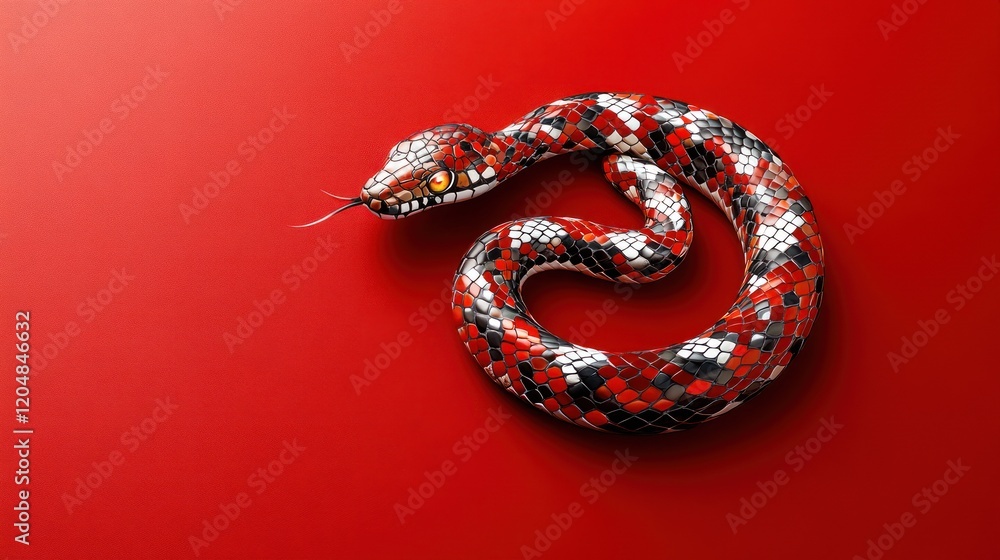 Fototapeta premium Elegant Chinese New Year Artistic Depiction of Snake Zodiac Sign with Floral Details