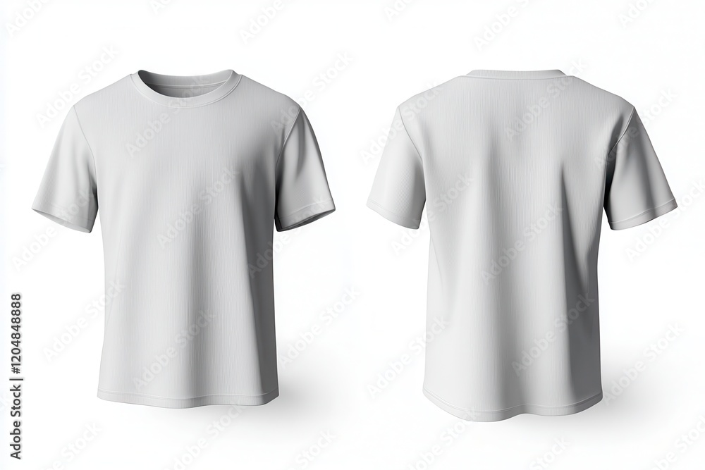 White t-shirt mockup, front and back view, white isolate background. White t-shirt mockup, front and back view, white isolate background.