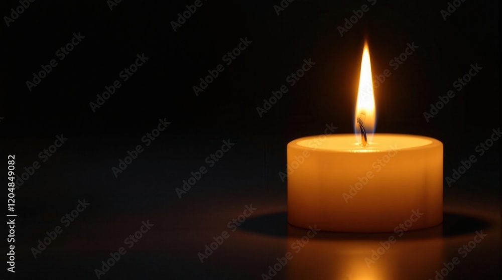 Serenity of a single candle flame illuminating darkness Serenity of a single candle flame illuminating darkness