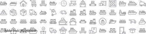 Delivery and Transportation Line Icon Pack. Outline Signs for Graphic and Web Design, Apps, Adverts, Various Cards