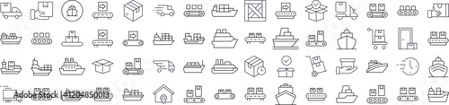 Delivery and Transportation Modern Outline Style Icons for Design, Cards, Apps, Social Networks