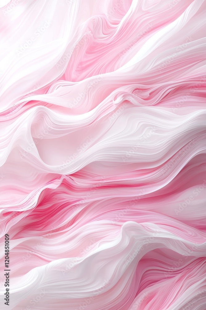 Soft pink and white fabric waves creating a gentle flowing texture on a white background. Soft pink and white fabric waves creating a gentle flowing texture on a white background.