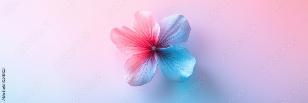 Colorful flower with gradients of pink and blue against a soft pastel background in artistic display. Generative AI Colorful flower with gradients of pink and blue against a soft pastel background in artistic display. Generative AI