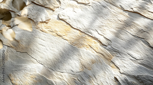 A wall with a stone texture and a shadow cast on it photo