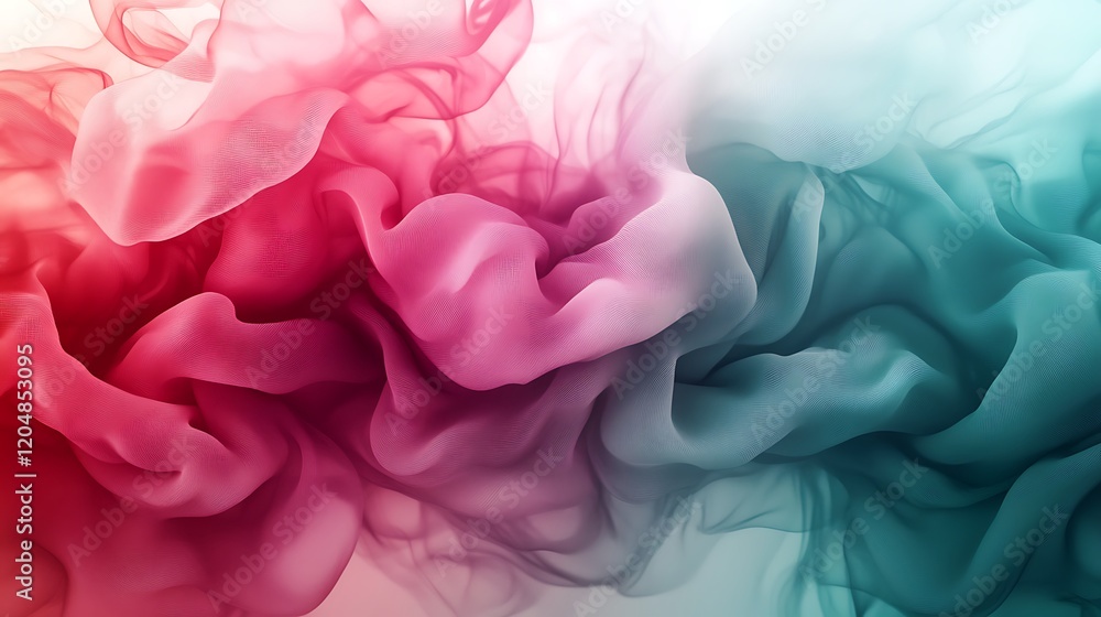 Fototapeta premium Abstract Pink and Teal Fabric Drapery Swirls