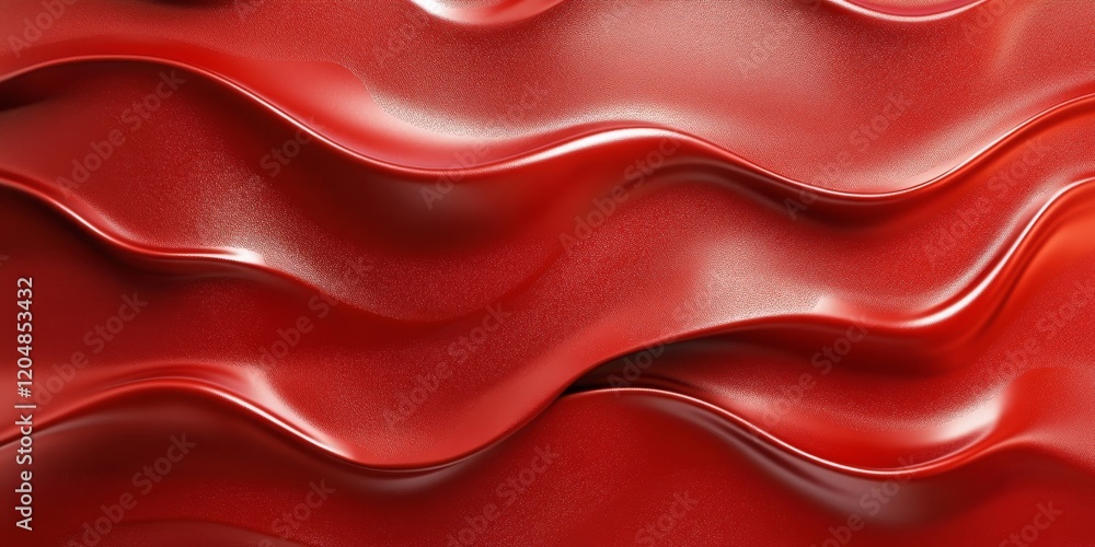 Fototapeta premium Bright Red Textured Surface with Geometric Flow, Generative AI