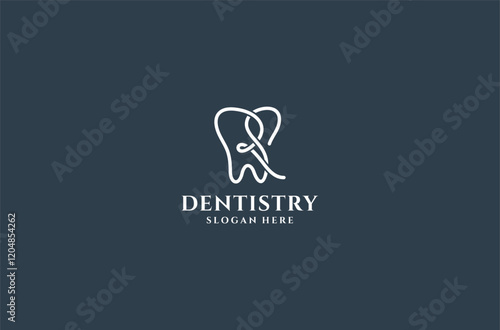 line art RS dental logo design premium vector.