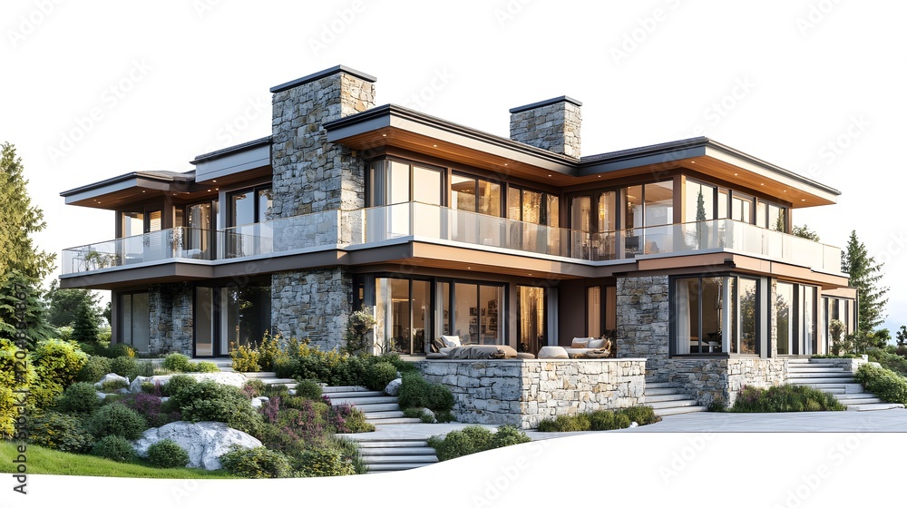 Fototapeta premium High Quality Luxury House In White Background