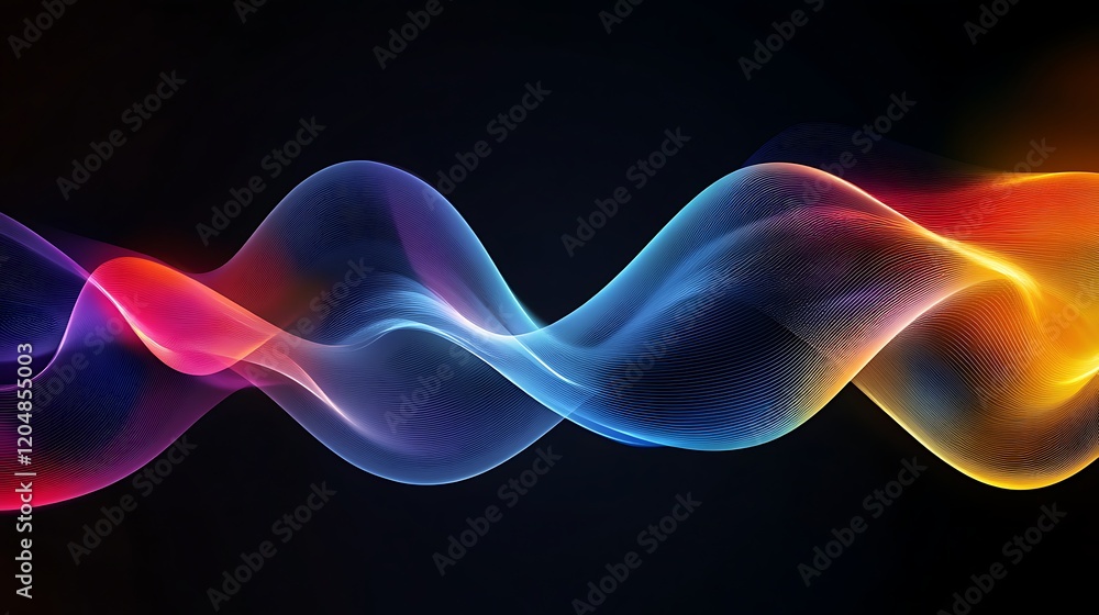 Abstract Colorful Waves Flowing Dark Background Abstract Colorful Waves Flowing Dark Background
