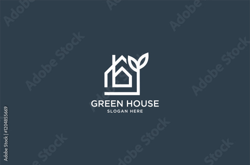 monogram green house logo design premium vector. photo