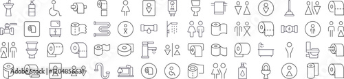 Bathroom and Toilet Modern Outline Style Icons for Design, Cards, Apps, Social Networks