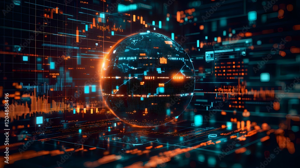 Obraz premium Digital Globe: A Visual Representation of Global Data