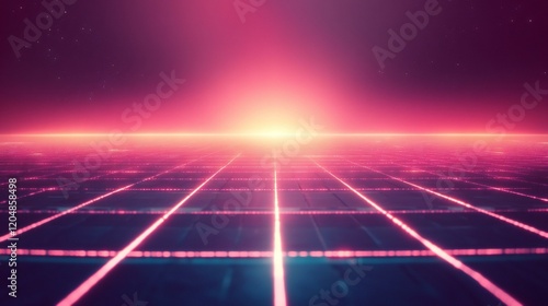 Wallpaper Mural Futuristic Gridscape with Pink Sunset Torontodigital.ca