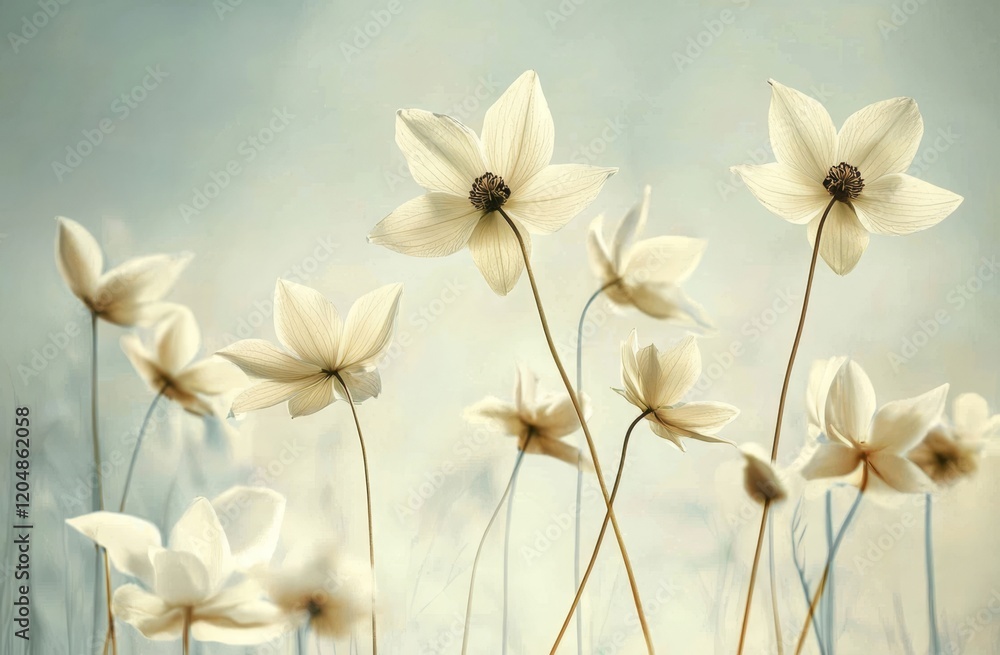 Fototapeta premium Serene depiction of vintage aesthetics with a focus on natural floral beauty.