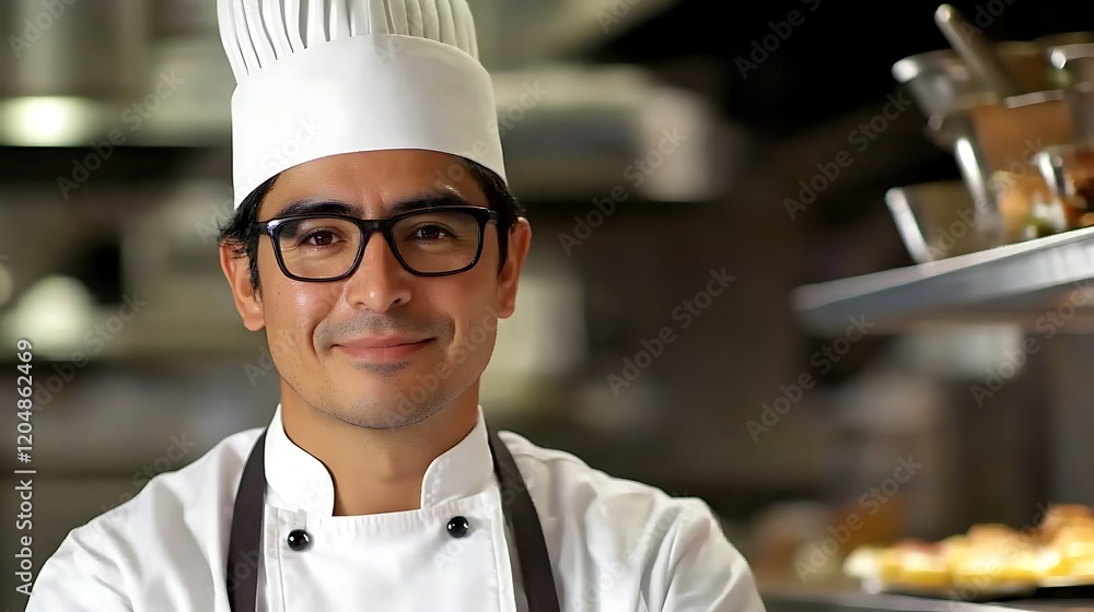 Portrait of a Chef in a White Uniform and Glasses Portrait of a Chef in a White Uniform and Glasses