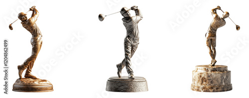 Golf Trophy Collection on Transparent Background for Sports Themes