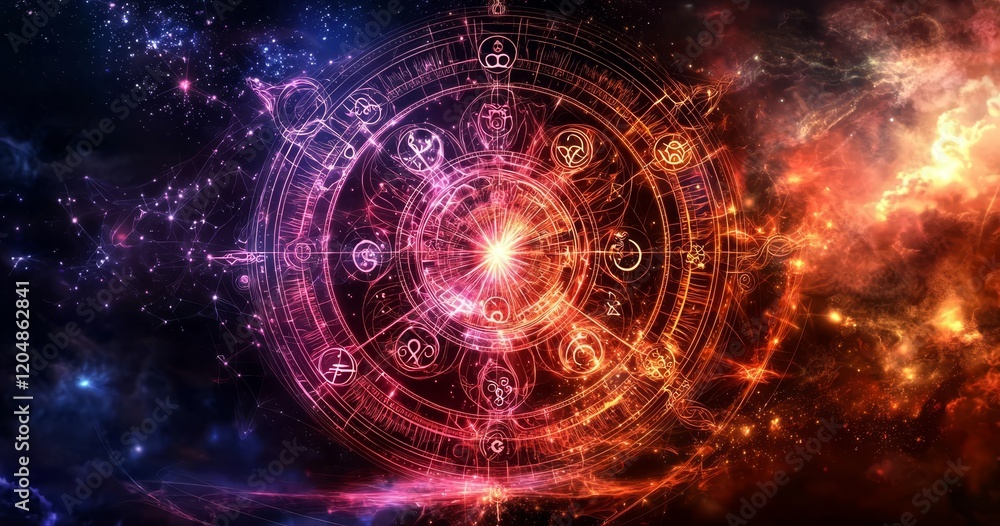 Fototapeta premium Dive into a captivating illustration that embodies the mystical elements of the zodiac.
