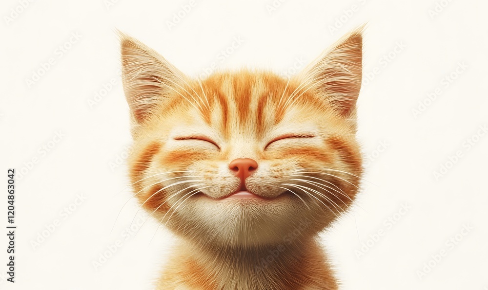 Happy ginger kitten smiling, close-up. Happy ginger kitten smiling, close-up.