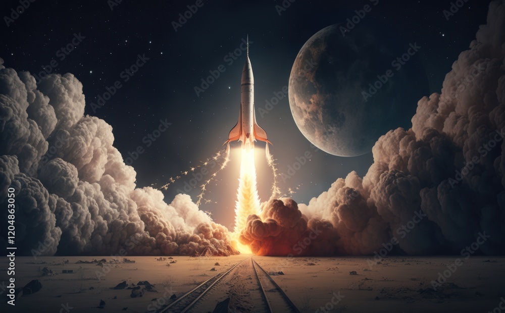 Obraz premium Rocket Launch into Space