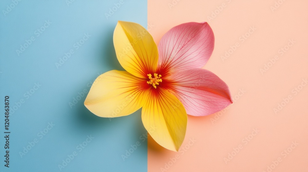 Naklejka premium Bright and colorful flower displayed on a soft pastel background showcasing vibrant colors and textures. Generative AI