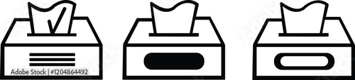 Tissue Box Icon set.tissue box icon Simple thin line logo. Tissue box collection.Tissue box icon Simple outline illustration.Vector symbol for baby wipes pack. Disposable facial napkin and wet towel s