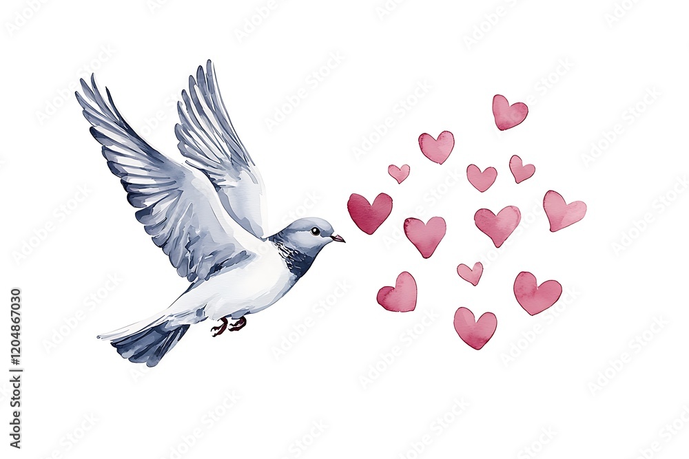 Fototapeta premium Valentine's day love birds in watercolor style heartfelt art romantic atmosphere