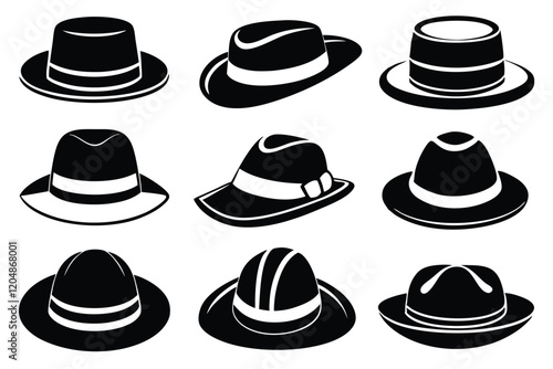 set of cowboy hat vector clip art