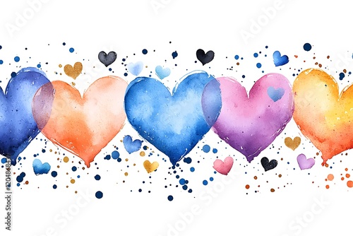 Valentine's day love celebration watercolor style art heartwarming design whimsical colors photo