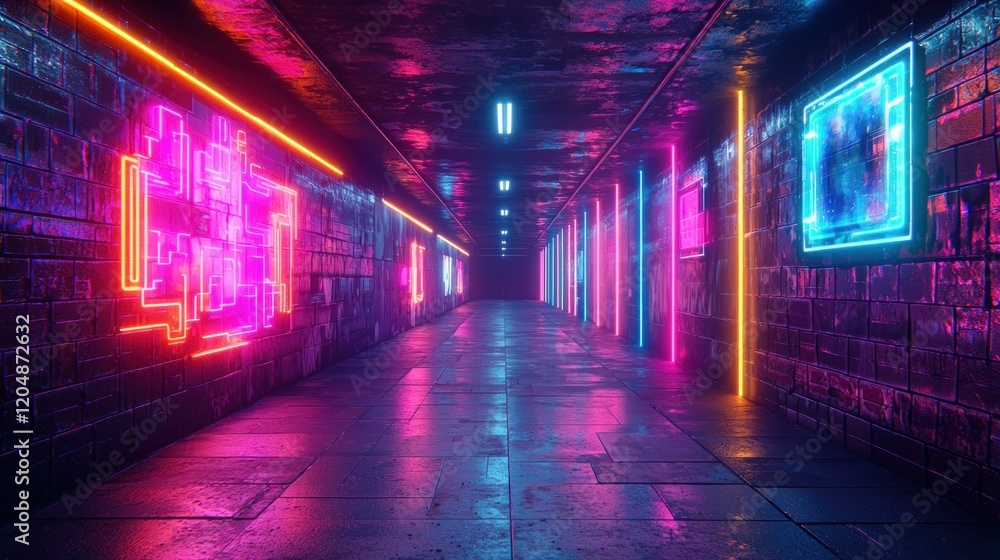 Neon Cyberpunk Corridor: A Futuristic Digital Dreamscape Neon Cyberpunk Corridor: A Futuristic Digital Dreamscape