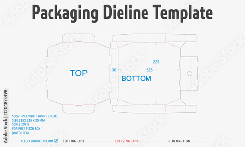 Packaging Dieline Template. 2D Technical Drawing File Eps Scale. Fully editable vector. Prepared for production