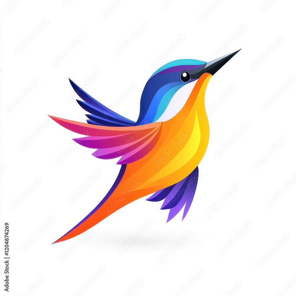 Obraz premium Colorful hummingbird vector illustration on white background