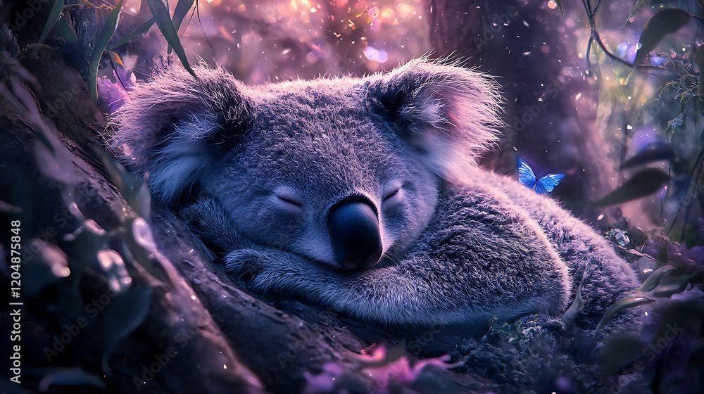 Obraz premium A gentle koala spirit animal resting in a luminous forest