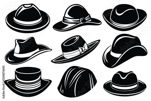 Vintage Western cowboy Hat Silhouette vector illustration