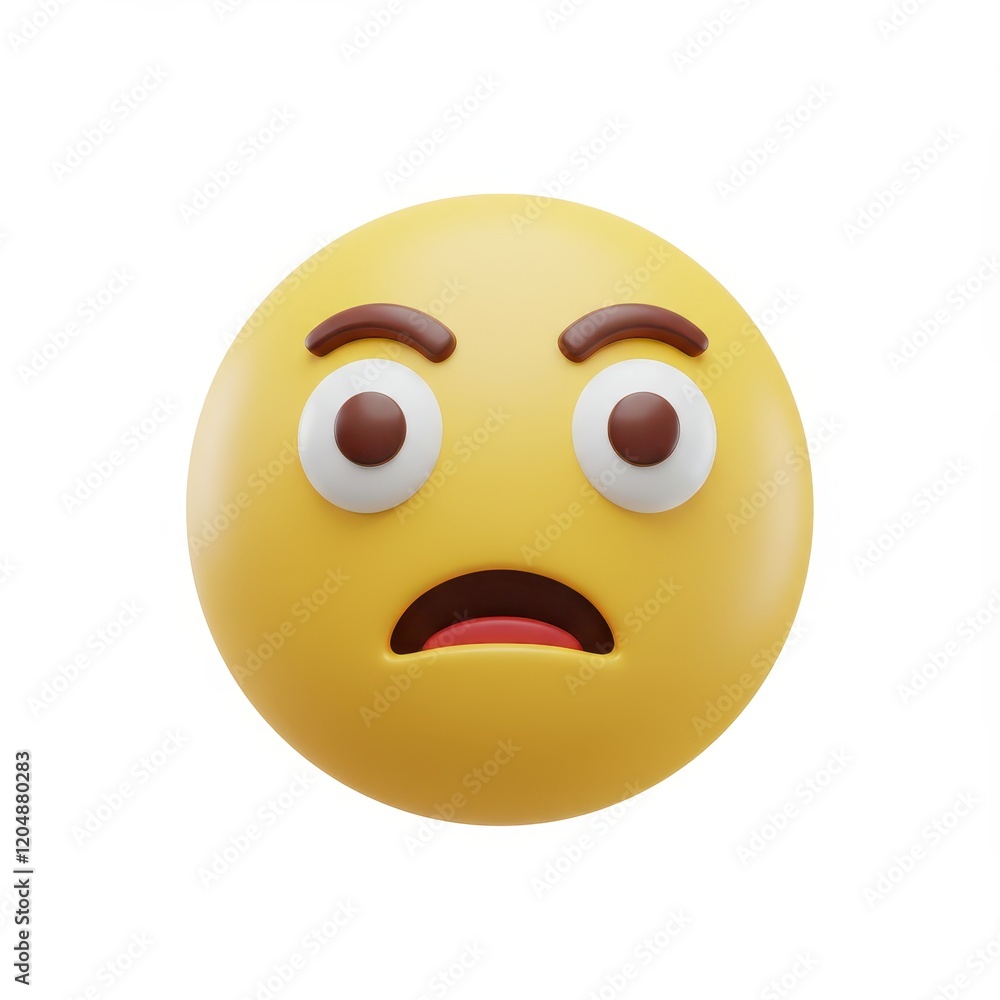 Fototapeta premium Emoji is surprised and scared 3D Icon isolated on white background