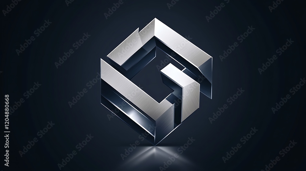 Abstract Metallic Cube Geometric Design Abstract Metallic Cube Geometric Design