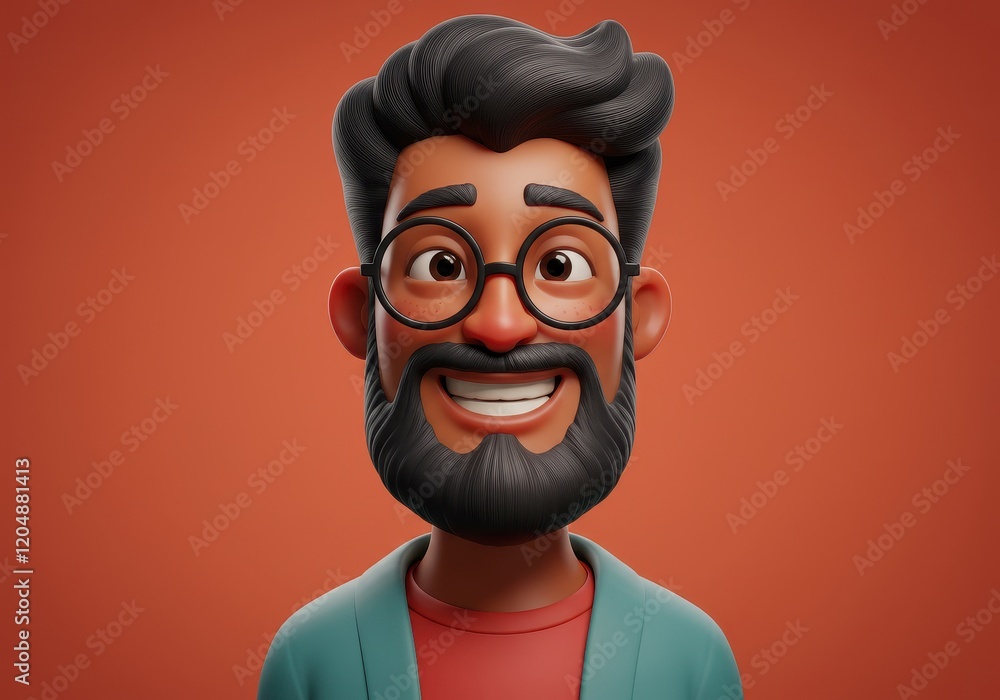 Cheerful 3D stylized male character with modern charm and vibrant colors Cheerful 3D stylized male character with modern charm and vibrant colors