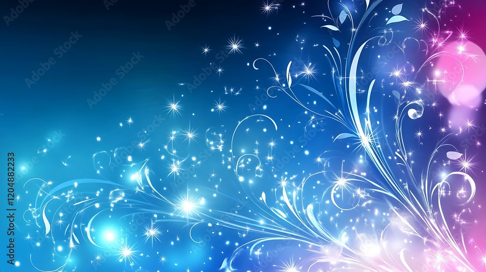 Abstract Blue Pink Festive Sparkling Floral Design Abstract Blue Pink Festive Sparkling Floral Design