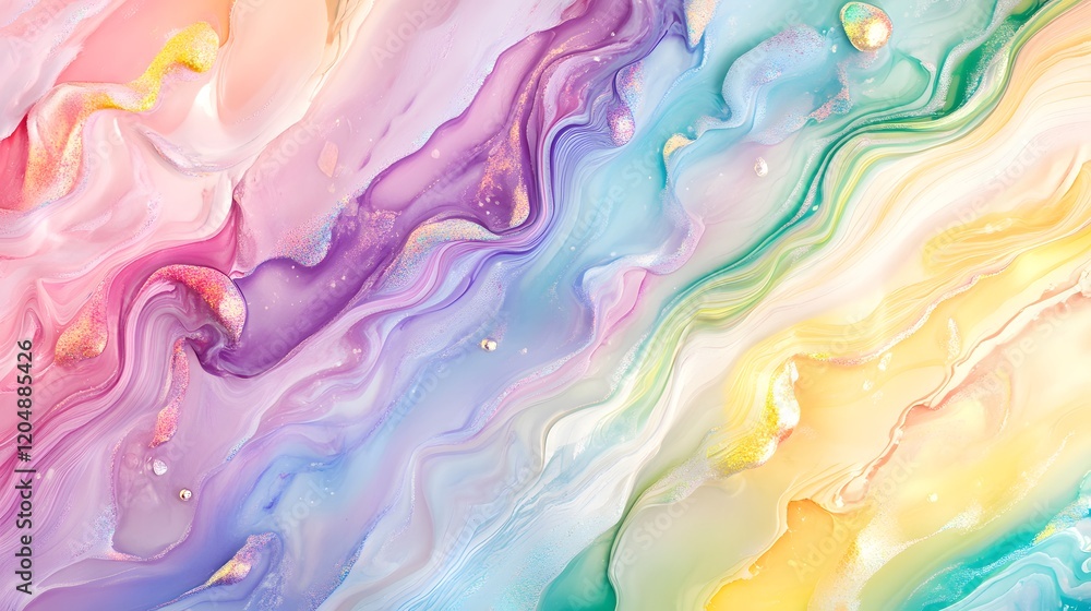 Abstract Pastel Swirls Liquid Art Background