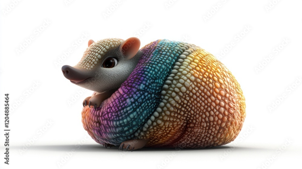 Obraz premium Rainbow Armadillo Cartoon Studio Shot