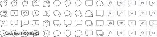 Collection of Various Speech Bubbles Related Line Icons. Outline Signs for Graphic and Web Design, Apps, Adverts, Various Cards