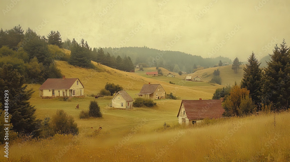 Rustic Houses on Hillside Rustic Houses on Hillside