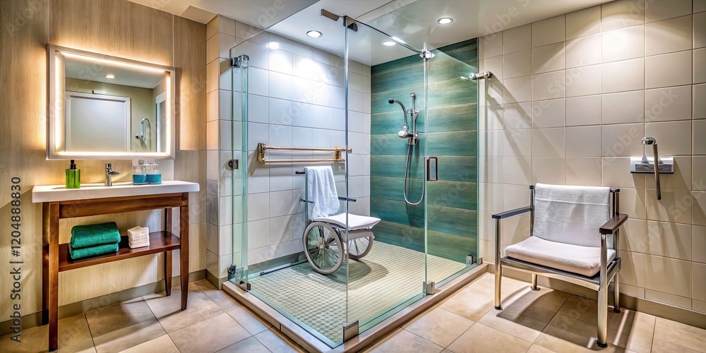 custom made wallpaper toronto digitalAccessible Hotel Shower, Wheelchair Accessible Bathroom, Inclusive Hotel Design, ADA Compliant Shower, Senior Friendly Bathroom, Disability-Friendly Hotel