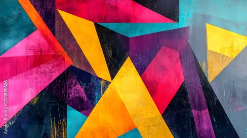 Abstract art composition featuring geometric shapes modern gallery digital artwork vibrant colors artistic viewpoint photo