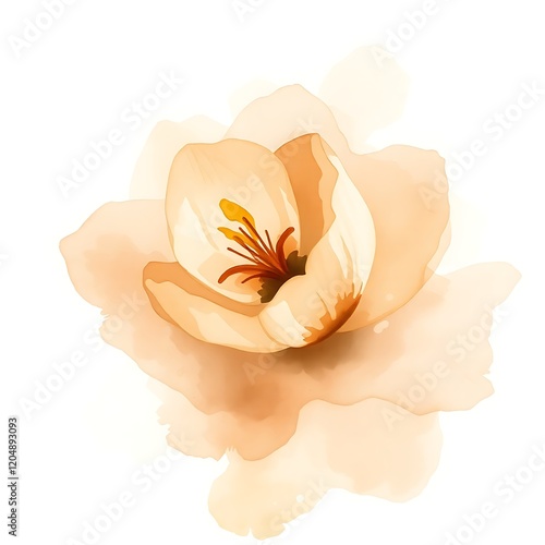 Watercolor painting of a pale orange flower.